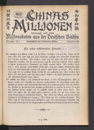 XIX. Jahrg. Nr. 9. September 1918