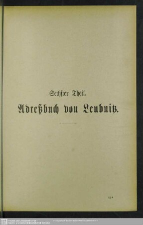 Sechster Theil. Adreßbuch von Leubnitz