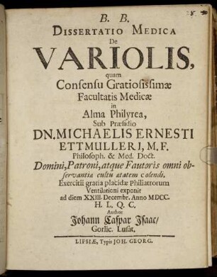 Dissertatio Medica De Variolis