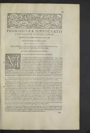 Prognostica Hippocratis cum Galeni commentariis