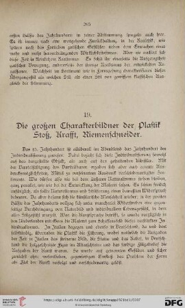 19. Die großen Charakterbildner der Plastik Stoß, Krafft, Riemenschneider