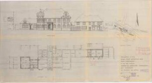 Seidl, Gabriel von; Altmannstein - Sandersdorf; Schlossgaststätte Schlosshaus - Lageplan; Grundriss EG; Ansicht