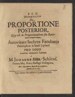 2: Quae est de Proportionalitate seu Rationum Comparatione
