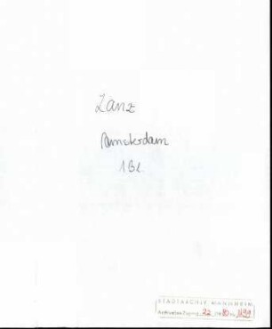 Lanz, [Karl], Amsterdam, an Wichert