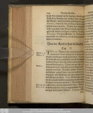 Von der Kinder heyl un[d] seligkeit. Cap. II.