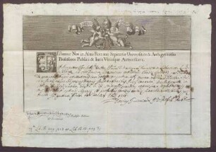 Studienzeugnisse des Marian Franz Schütz von Holzhausen aus Rom.
