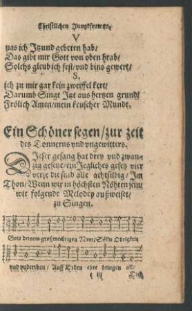 Ein Schöner segen/ zur zeit des Donnerns und ungewitters.