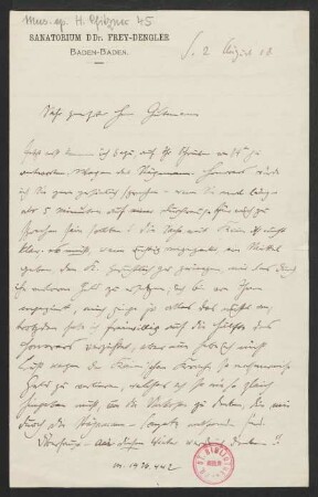 Brief an Emil Gutmann, 02.08.1908