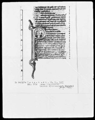 Biblia sacra mit Missale — Initiale P mit Himmelfahrt Christi, Folio 579verso