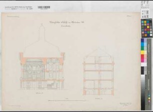 Münster (Münster) Schloß (Oberpräsidialflügel) Inventarienzeichnung Blatt 6 Querschnitte 1901 1 : 100 55 x 78 Lithographie: Bogdan Gisevius, Berlin KSM Nr. 1539,14
