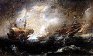 Zweimaster auf offener, stürmischer See