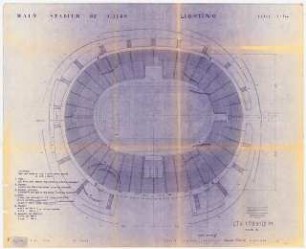 Sportfield Kairo Main Stadium: 2nd Floor Grundriss und Lighting (Beleuchtungsplan) 1:500, (von Inv.nr. 39398)