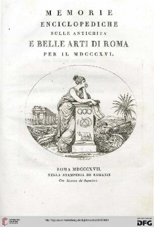 1: Memorie enciclopediche sulle antichita e belle arti di Roma