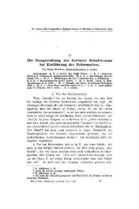 Die Neugestaltung des Zerbster Schulwesens bei Einführung der Reformation