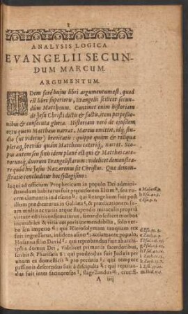 Analysis Logica Evangelii Secundum Marcum.