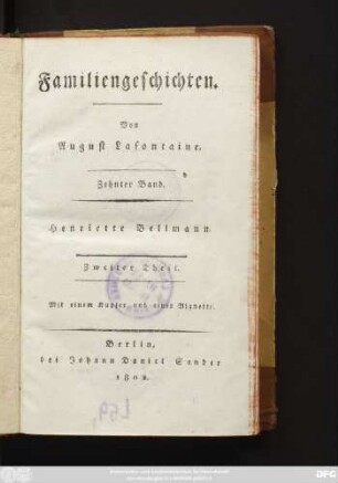 Zehnter Band = Zweiter Theil: Familiengeschichten
