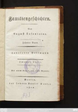 Zehnter Band = Zweiter Theil: Familiengeschichten