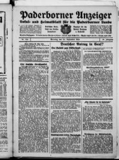 Paderborner Anzeiger : Lokal- und Heimatzeitung für das gesamte Paderborner Land : Tageszeitung für Jedermann : Publikationsorgan vieler Behörden