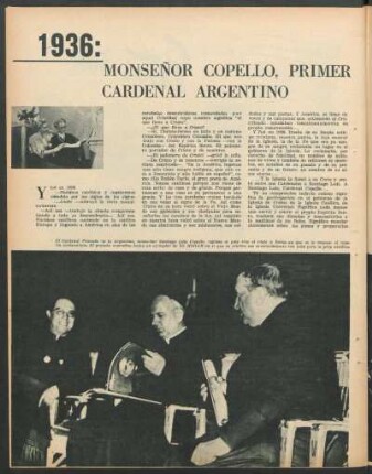 1936: Monseñor Copello, primer cardenal argentino