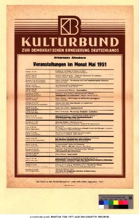 Originaltitel: Veranstaltungen im Monat Mai 1951