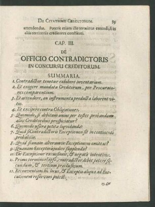 Cap. III. De Officio Contradictoris In Concursu Creditorum.