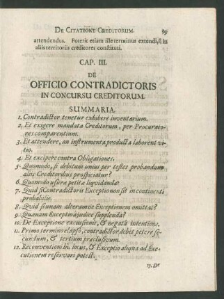 Cap. III. De Officio Contradictoris In Concursu Creditorum.