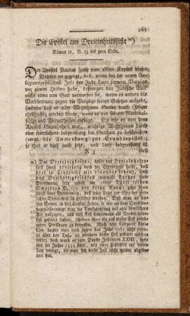 Die Epistel am Dreieinheitsfeste. Römer 11, V. 33 bis zum Ende