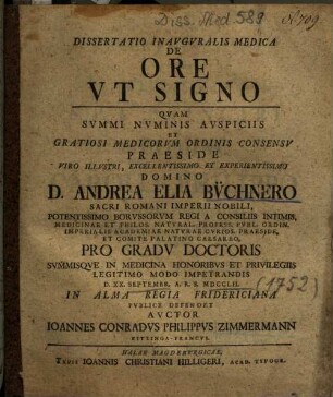 Dissertatio Inavgvralis Medica De Ore Vt Signo