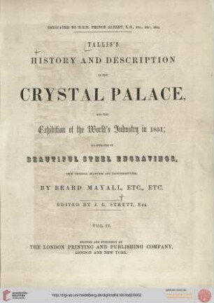 Band 2: Tallis's history and description of the Crystal Palace and the exhibition of the world's industry in 1851