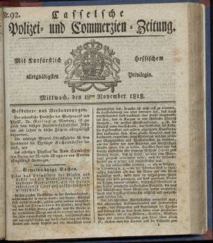 Nr. 92, Mittwoch, den 18ten November 1818