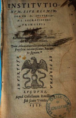 Institutionum sive elementorum Iustiniani ... libri IV.