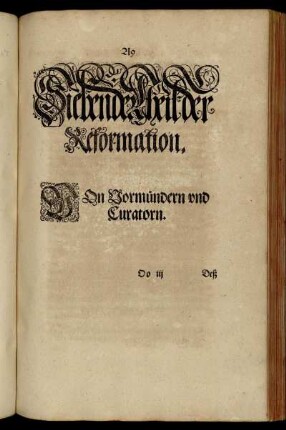 Siebender Theil der Reformation. Von Vormündern und Curatoren.