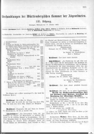 135. Sitzung, Stuttgart, 17.10.1900