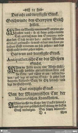 Das viertzigste Stuck. Von der Magnetischen Cur der Mercurialischen Kranckheiten