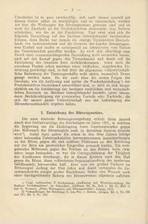 I. Enstehung des Börsengesetzes