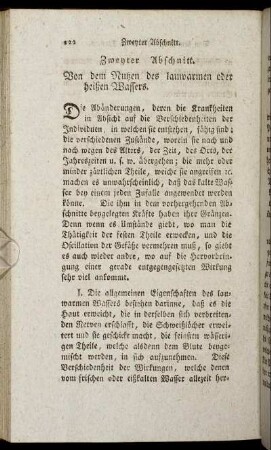 Zweyter Abschnitt. Von dem Nutzen des lauwarmen oder heißen Wassers.