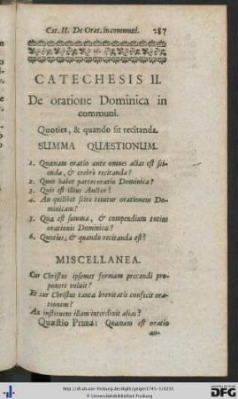 Catechesis II. De oratione Dominica in communi.