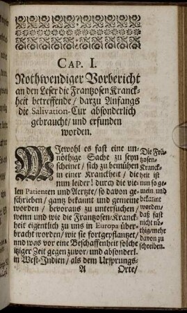 Cap. I. Nothwendiger Vorbericht ... - Cap. IV. Nothwedige Erinner- und Warnungen/...