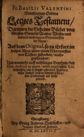 Geheime Bücher oder letztes Testament