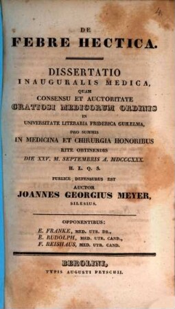 De febre hectica : Diss. inaug. med.