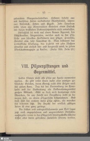 VIII. Pilzvergiftungen und Gegenmittel