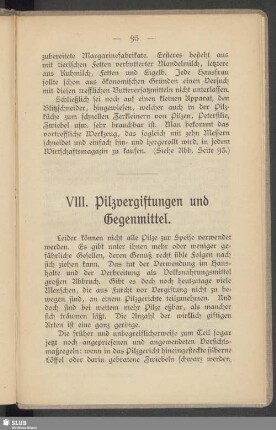 VIII. Pilzvergiftungen und Gegenmittel
