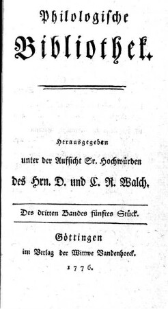 Des dritten Bandes fünftes Stück.