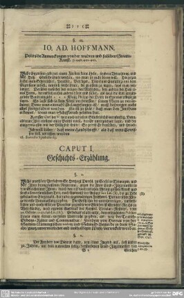 Caput I. Geschichts-Erzählung