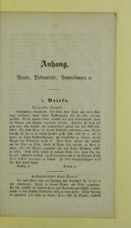 Anhang. Briefe, Dokumente, Anweisungen ⁊c.