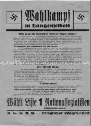 Propagandaflugblatt der NSDAP zur Reichstagswahl im November 1932