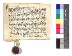 Die Richter des Speyerer Hofgerichts vidimieren eine Urkunde Papst Gregors IX. von 1236 März 23 an alle Äbte und Prioren des Zisterzienserordens.