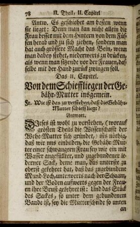 Das II. Capitel. Von dem Schieffliegen der Gebähr-Mutter insgemein.