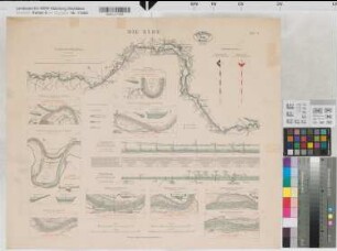 Preußen (Königreich) Wasserstraßen: Elbe Blatt 12 Übersichtsplan, Einzelpläne, Wasserstand 1891 1 : 400 - 800 000 64 x 54 Druck: Gisevius Bogdan, Berlin B Nr. 509