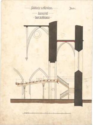 Dolmetsch, Heinrich; Geislingen / Steige; Ev. Stadtkirche, Restaurierung - Empore (Längsschnitt)